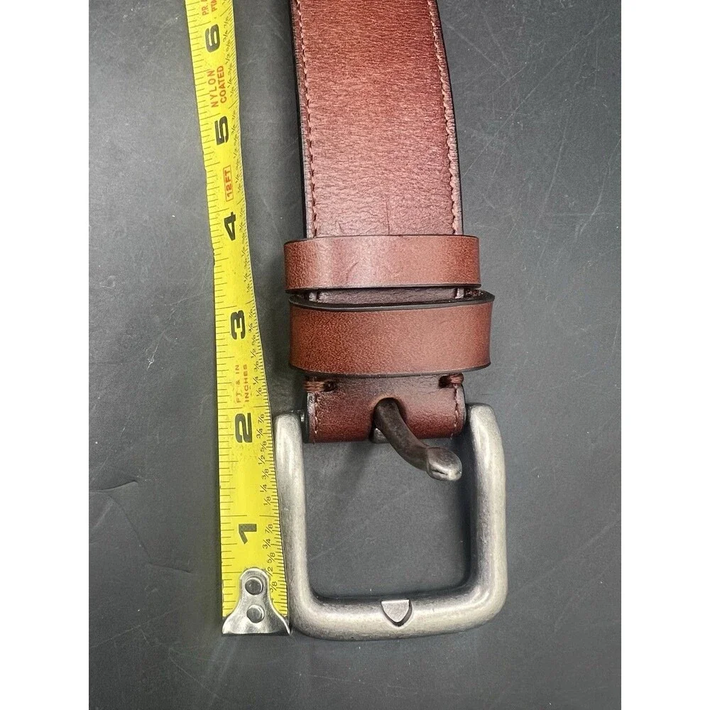 WOLFANT Mens Italian Full Grain Leather Belt Brown XL 55” New in Box